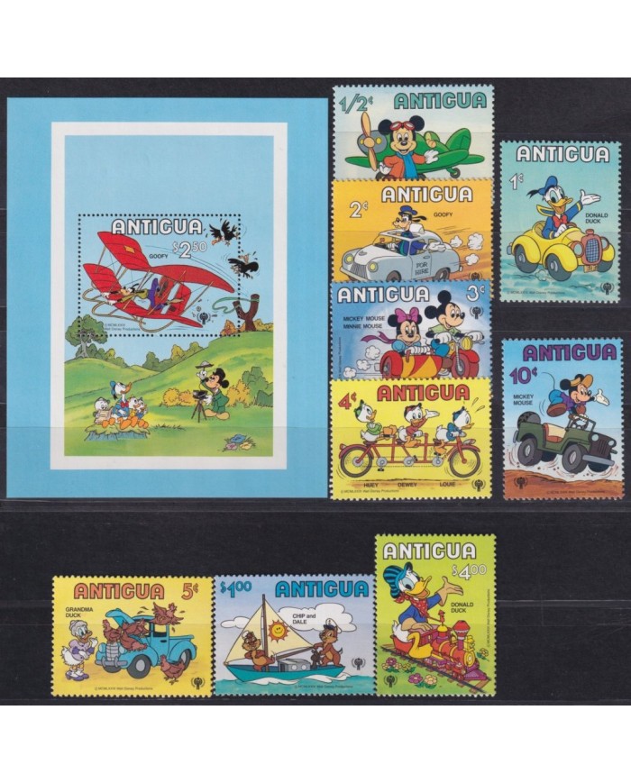 F-EX62783 ANTIGUA MNH 1979 UNICEF WALT DISNEY MICKEY MOUSE MINNIE DONALD DUCK.