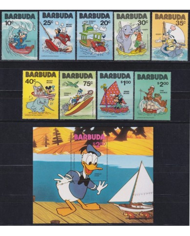 F-EX62786 BARBUDA MNH 1981 WALT DISNEY MICKEY MOUSE MINNIE DONALD DUCK GOOFY.