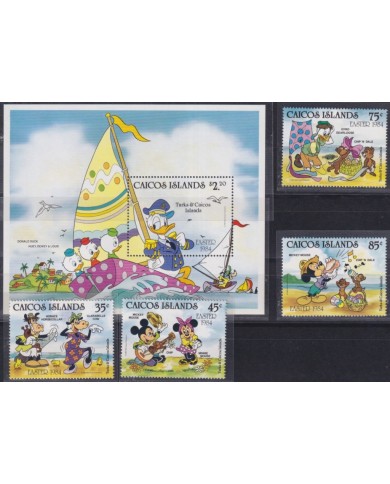 F-EX62789 CAICOS MNH 1984 EASTER WALT DISNEY DONALD DUCK MICKEY MOUSE HORACE.