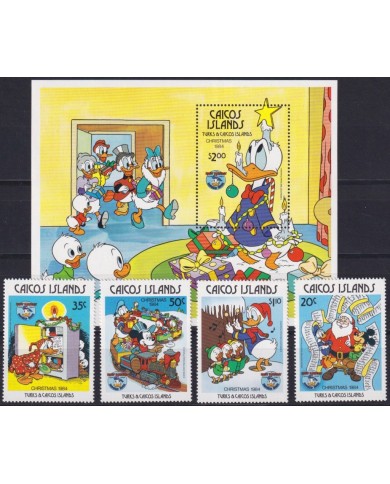 F-EX62790 CAICOS MNH 1984 CHRISTMAS WALT DISNEY DONALD DUCK MICKEY MOUSE.