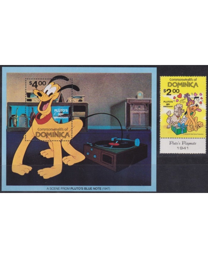 F-EX62794 DOMINICA MNH 1981 WALT DISNEY PLUTO DOG 50th ANNIV.