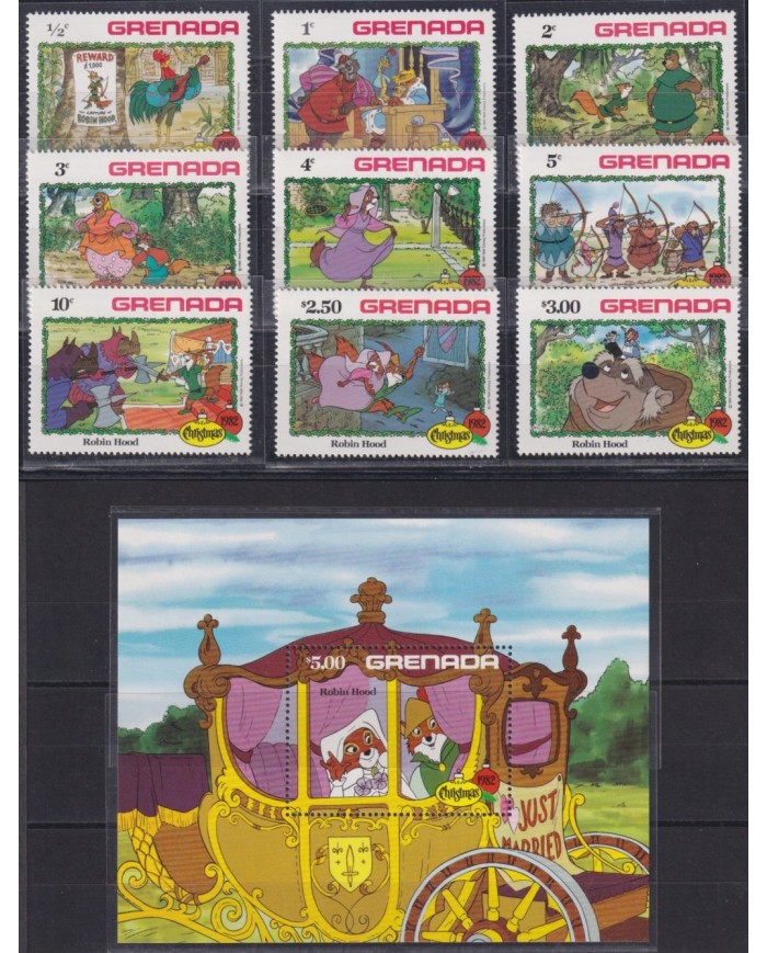F-EX62801 GRENADA MNH 1982 CHRISTMAS ROBIN HOOD TALES.