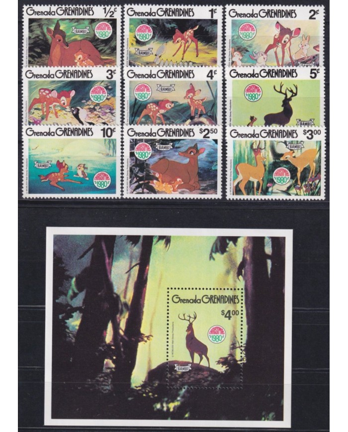 F-EX62806 GRENADA & GRENADINES MNH 1980 CHRISTMAS BAMBI.