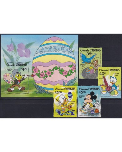 F-EX62809 GRENADA & GRENADINES MNH 1981 EASTER WALT DISNEY MICKEY MOUSE DONALD DUCK.
