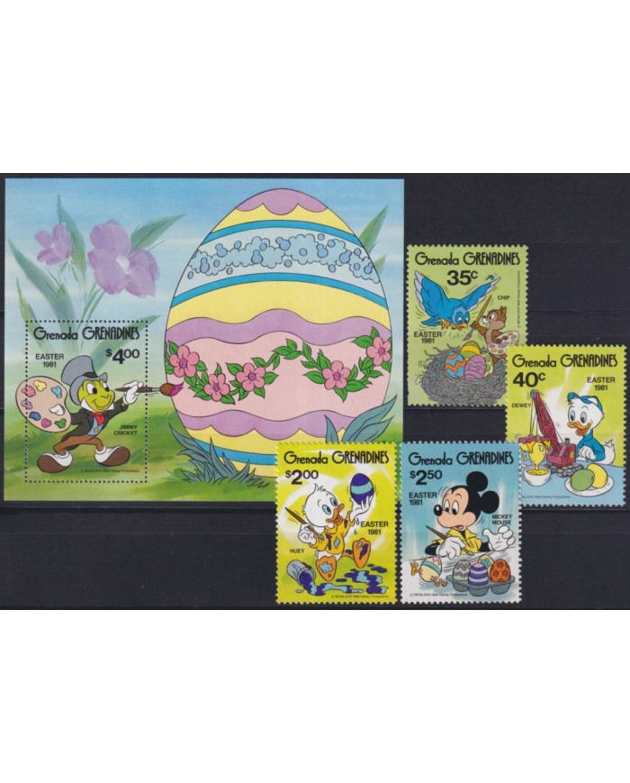 F-EX62809 GRENADA & GRENADINES MNH 1981 EASTER WALT DISNEY MICKEY MOUSE DONALD DUCK.