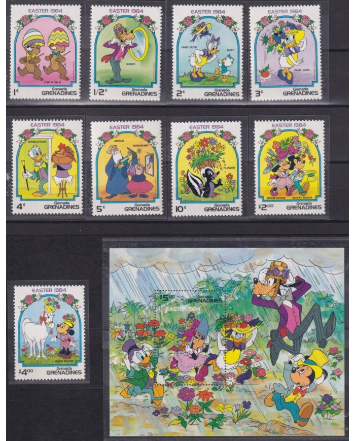 F-EX62814 GRENADA & GRENADINES MNH 1984 EASTER WALT DISNEY MICKEY MOUSE DONALD DUCK.