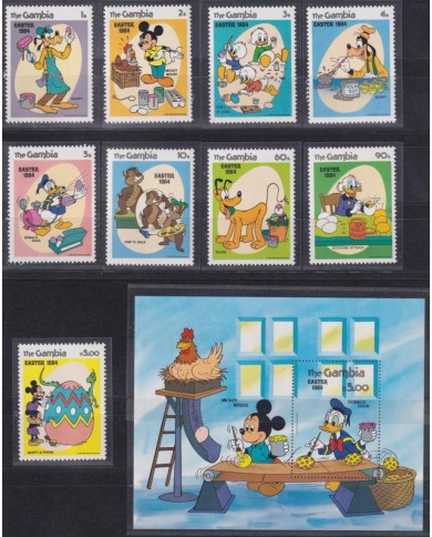F-EX62815 GAMBIA MNH 1984 EASTER WALT DISNEY MICKEY MOUSE DONALD DUCK GOOFY.