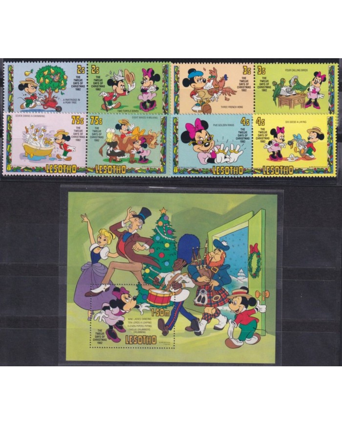 F-EX62816 LESOTHO MNH 1982 CHRISTMAS WALT DISNEY MICKEY MOUSE DONALD DUCK.
