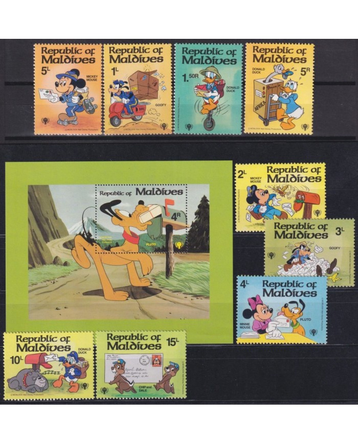 F-EX62819 MALDIVES MNH 1979 UNICEF WALT DISNEY MICKEY MOUSE DONALD DUCK PLUTO.