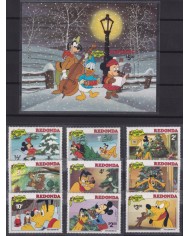 F-EX62825 REDONDA MNH 1981 CHRISTMAS WALT DISNEY MICKEY MOUSE DONALD DUCK PLUTO.