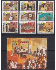 F-EX62827 REDONDA MNH 1982 CHRISTMAS WALT DISNEY 101 DALMATIAN DOG.
