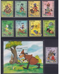 F-EX62829 REDONDA MNH 1984 EASTER WALT DISNEY MICKEY MOUSE DONALD DUCK PLUTO GOOFY.