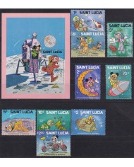 F-EX62830 ST LUCIA MNH 1979 WALT DISNEY 10th ANNIV MOONWALK MICKEY MOUSE GOOFY DONALD DUCK.