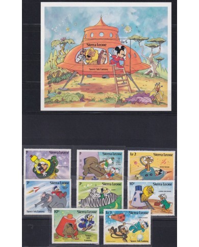 F-EX62831 SIERRA LEONE MNH 1983 WALT DISNEY SPACE ARK FANTASY DONALD DUCK GOOFY DONALD DUCK.