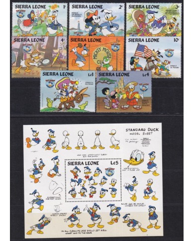 F-EX62832 SIERRA LEONE MNH 1984 WALT DISNEY 50th ANNIV DONALD DUCK.