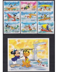 F-EX62837 TURKS & CAICOS MNH 1984 LOS ANGELES OLYMPIC GAMES WALT DISNEY MICKEY MOUSE.