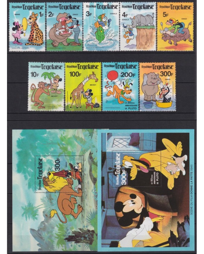 F-EX62838 TOGO MNH 1980 WALT DISNEY MICKEY MOUSE PLUTO MINNIE GOOFY DINGO.