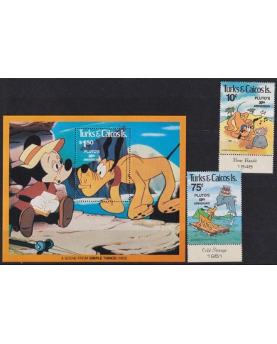F-EX62841 TURKS & CAICOS MNH 1981WALT DISNEY 50th ANNIV DONALD DUCK.