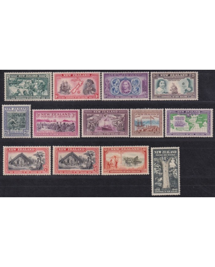 F-EX61914 NEW ZEALAND MH 1940 SET RAILROAD INDIGENOUS SHIP TREE CANOES.