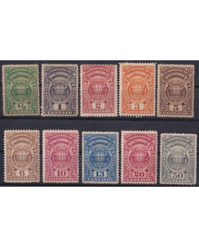F-EX63239 MOZAMBIQUE Co PORTUGAL 1894-1902 COLONIAL COAT OF ARMS ORIGINAL GUM.