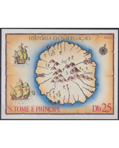 F-EX63244 SAO TOME I PRINCIPE MNH HISTORY OF NAVIGATION SHIP MAP.