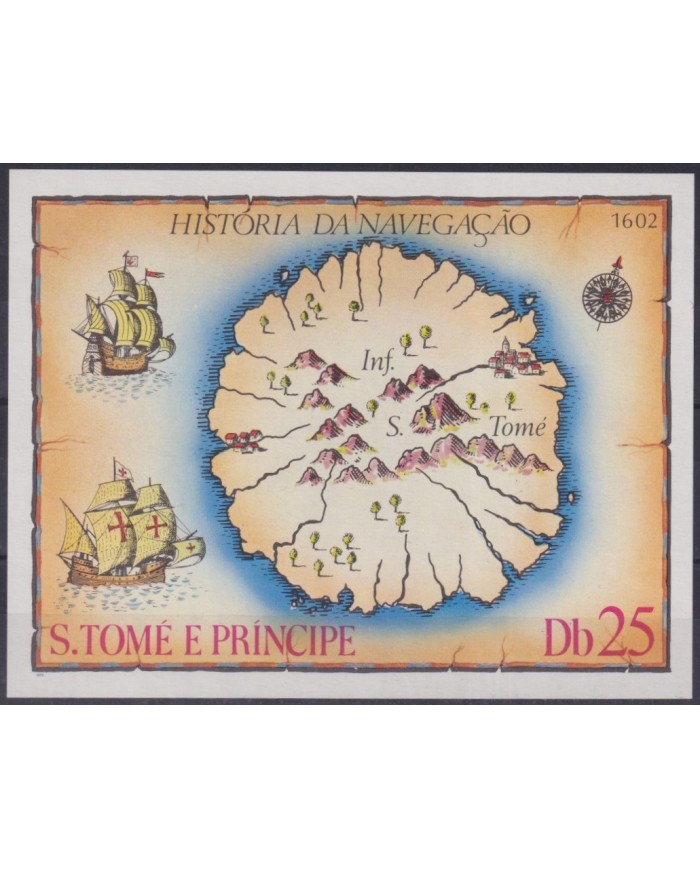 F-EX63244 SAO TOME I PRINCIPE MNH HISTORY OF NAVIGATION SHIP MAP.