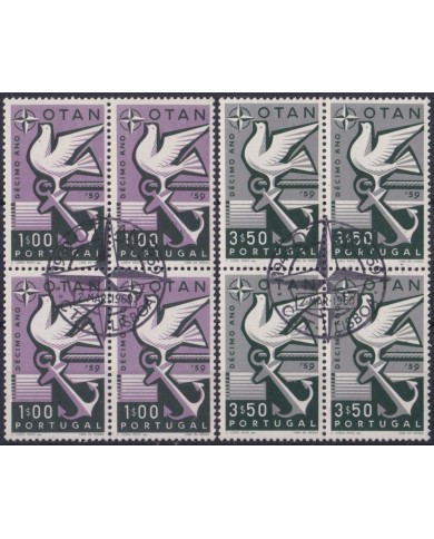 F-EX63245 PORTUGAL USED 1959 NATO OTAN PIGEON BIRD PALOMA BL 4 USED.