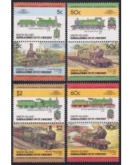 F-EX63842 UNION GRENADINES ST VINCENT MNH 1984 RAILROAD RAILWAYS TRAIN LOCOMOTIVES.