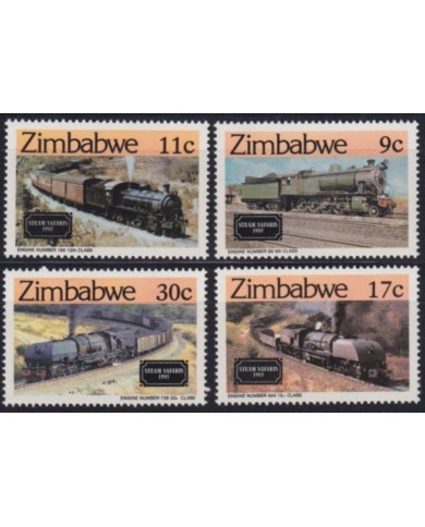 F-EX63844 ZIMBABWE MNH 1985 STEAM SAFARIS RAILROAD RAILWAYS TRAIN LOCOMOTIVES.