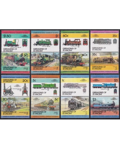 F-EX63848 GRENADINES ST VINCENT MNH 1984 RAILROAD RAILWAYS TRAIN LOCOMOTIVES.
