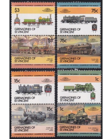 F-EX63850 GRENADINES ST VINCENT MNH 1984 RAILROAD RAILWAYS TRAIN LOCOMOTIVES.