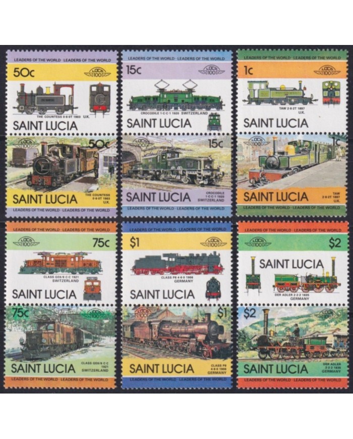 F-EX63859 ST LUCIA MNH 1984 RAILROAD RAILWAYS TRAIN LOCOMOTIVES FERROCARRIL.