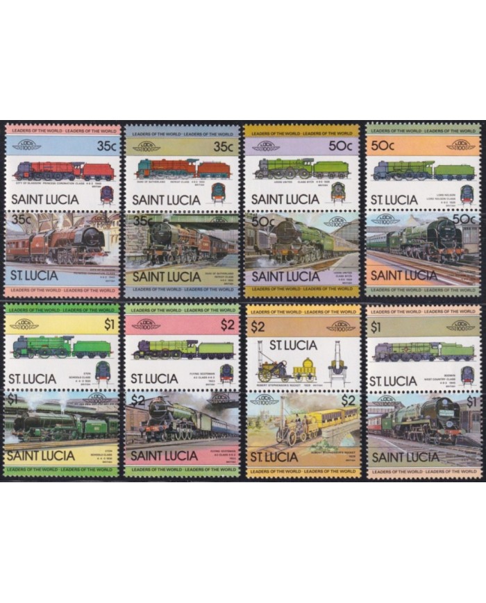 F-EX63857 ST LUCIA MNH 1984 RAILROAD RAILWAYS TRAIN LOCOMOTIVES FERROCARRIL.