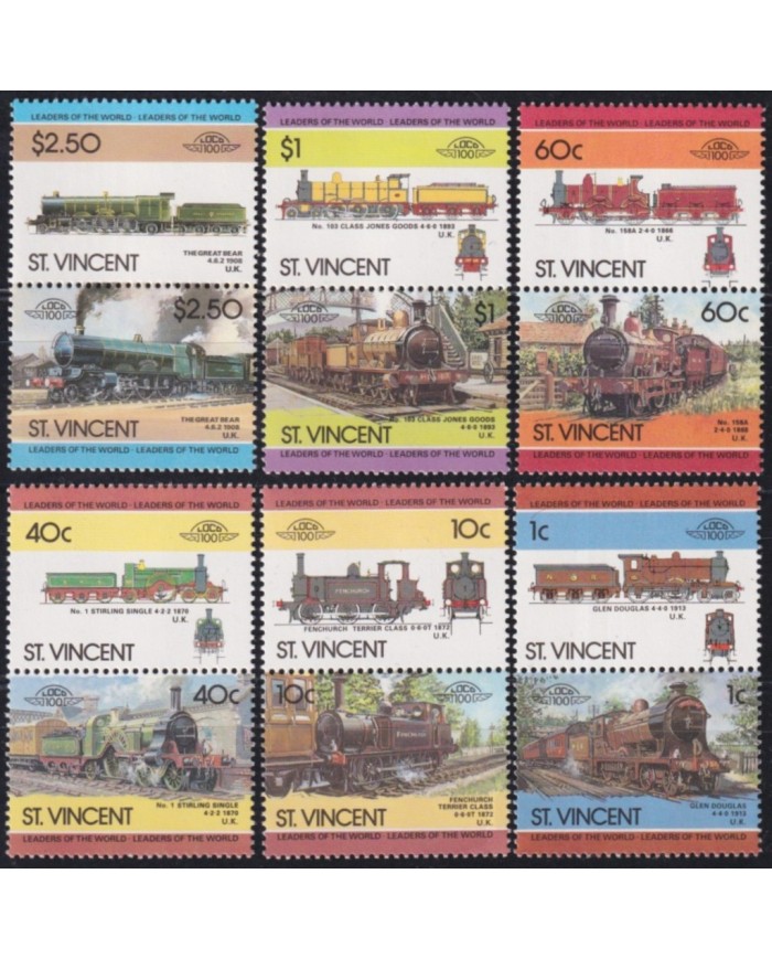 F-EX63862 ST VINCENT MNH 1985 RAILROAD RAILWAYS TRAIN LOCOMOTIVES FERROCARRIL.