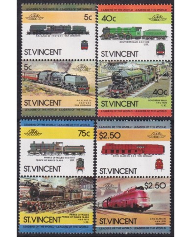 F-EX63865 ST VINCENT MNH 1984 RAILROAD RAILWAYS TRAIN LOCOMOTIVES FERROCARRIL.