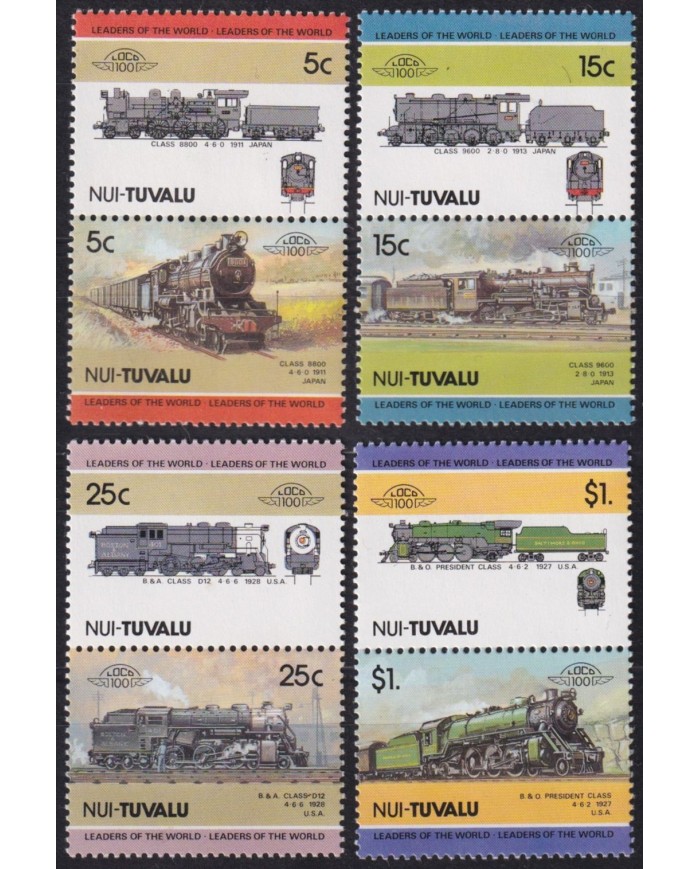 F-EX63877 NUI TUVALU MNH 1985 RAILROAD RAILWAYS TRAIN LOCOMOTIVES FERROCARRIL.