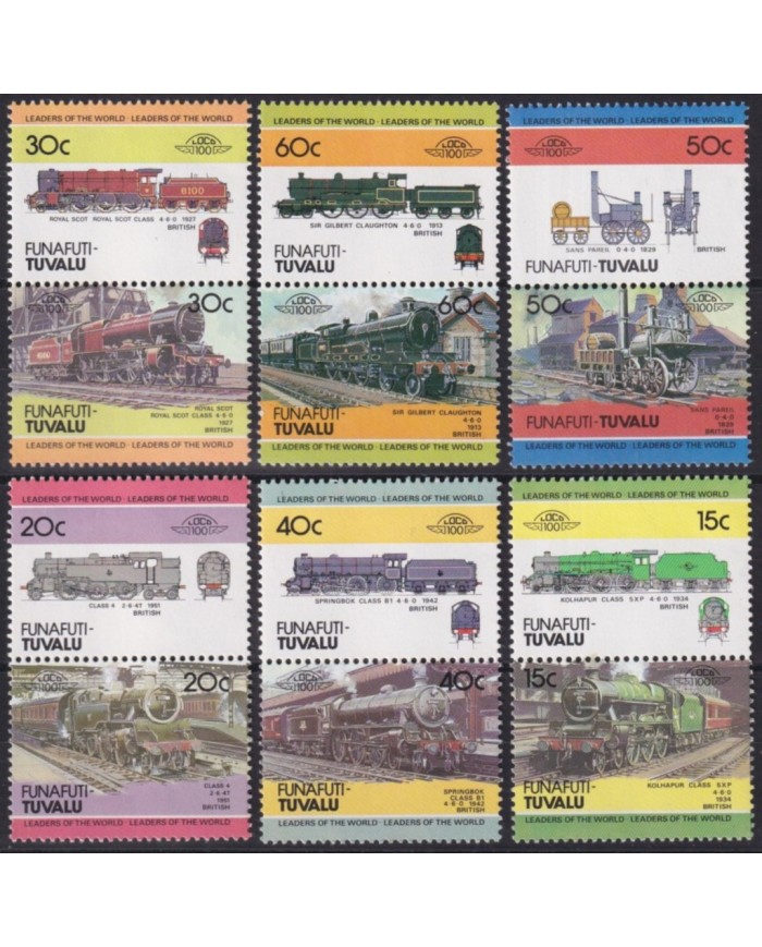 F-EX63884 FUNAFUTI TUVALU MNH 1984 RAILROAD RAILWAYS TRAIN LOCOMOTIVES FERROCARRIL.
