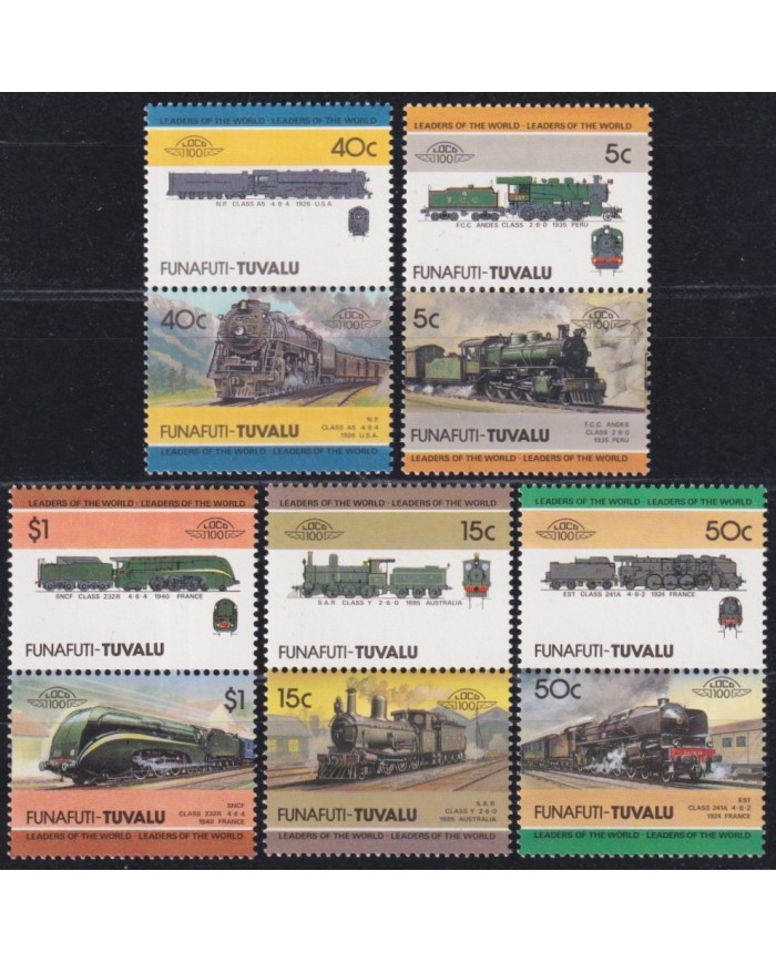 F-EX63885 FUNAFUTI TUVALU MNH 1984 RAILROAD RAILWAYS TRAIN LOCOMOTIVES FERROCARRIL.
