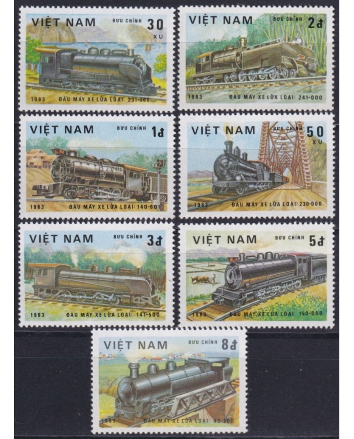 F-EX63872 VIETNAM MNH 1983 RAILROAD RAILWAYS TRAIN LOCOMOTIVES FERROCARRIL.