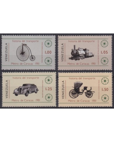 F-EX63888 VENEZUELA MNH 1981 CARACAS SUBWAYS RAILROAD CAR TRAIN LOCOMOTIVES FERROCARRIL.