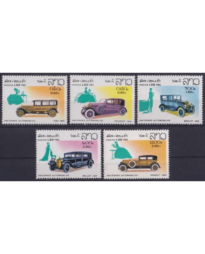 F-EX63487 LAOS MNH 1982 TRANSPORT OLD CLASSIC CAR AUTOMOVIL.