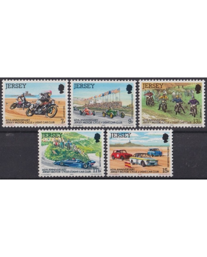 F-EX63489 JERSEY UK ENGLAND MNH 1980 60th ANNIV MOTOR CYCLE OLD CAR.