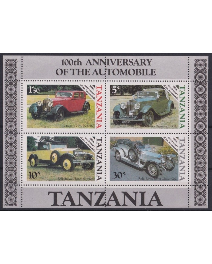F-EX63225 TANZANIA MNH 1985 100 ANIV AUTOMOVIL CAR AUTO ROLLS ROYCE.
