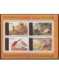 F-EX63235 TANZANIA MNH 1986 AUDUBON BIRD AVES PAJAROS OISEAUX VÖGEL BLOCK SHEET.