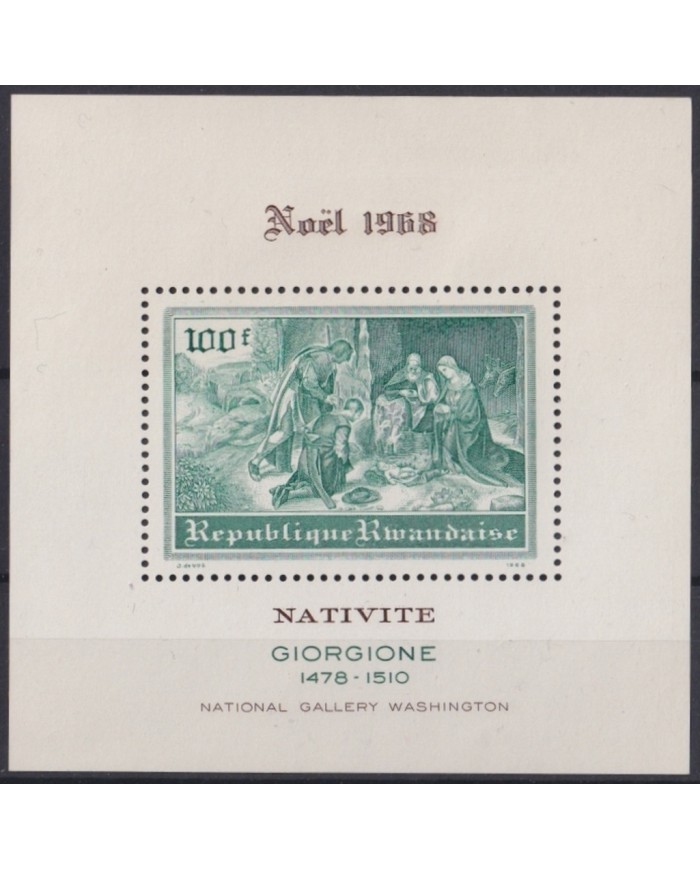 F-EX63514 RWANDA MNH 1968 CHRISTMAS NAVIDAD RELIGION ART GIORGIONE.