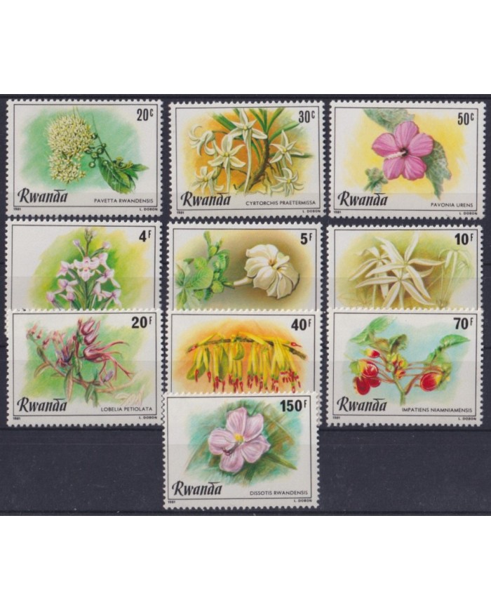 F-EX63516 RWANDA MNH 1981 FLOWER FLORES ORCHILD ORQUIDEAS.