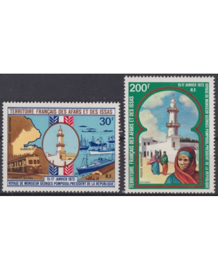 F-EX63310 AFARS ET DES ISSAS MNH 1973 VISIT OF POMPIDOUR PRESIDENT RAILROAD RAILWAYS.