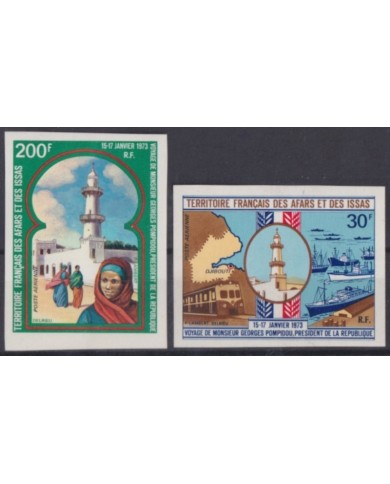 F-EX63250 AFARS ET DES ISSAS MNH 1973 IMPERF VISIT OF POMPIDOUR PRESIDENT RAILROAD RAILWAYS.