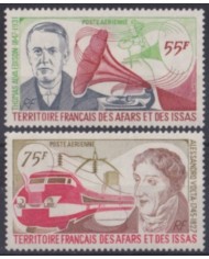 F-EX63578 AFARS ET DES ISSAS MNH 1977 VOLTA & EDISON INVENTORS RAILROAD RAILWAYS.