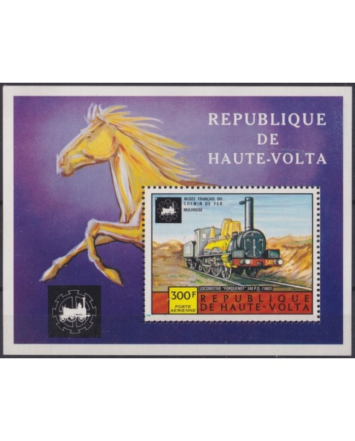 F-EX63312 UPPER VOLTA MNH 1975 RAILROAD RAILWAYS TRAIN FERROCARRIL LOCOMOTIVES.